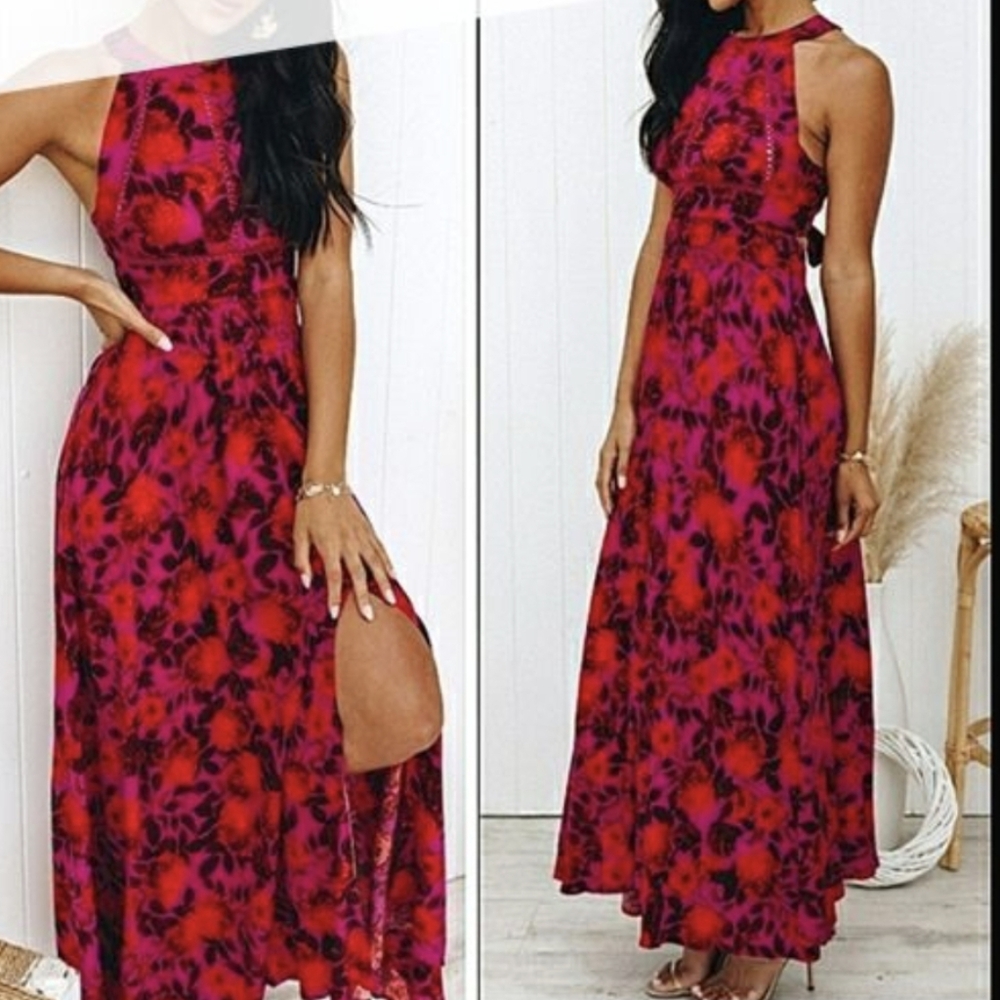 Abel the Label Charlotte Halter Slit Maxi Dress